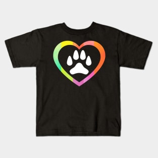 dog paw in heart Kids T-Shirt